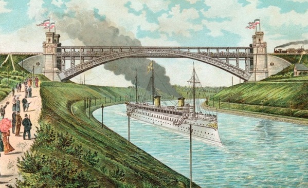 Der Nord-Ostsee-Kanal auf einer Postkarte aus dem Jahr 1895