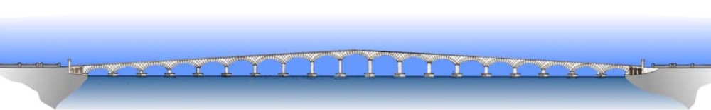 Rekonstruktion der Brücke von Gusic mit Dachprofil
