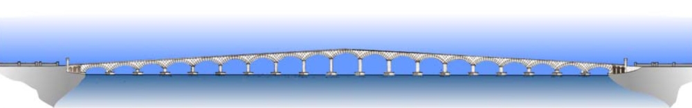 Rekonstruktion der Brücke von Gusic mit Dachprofil