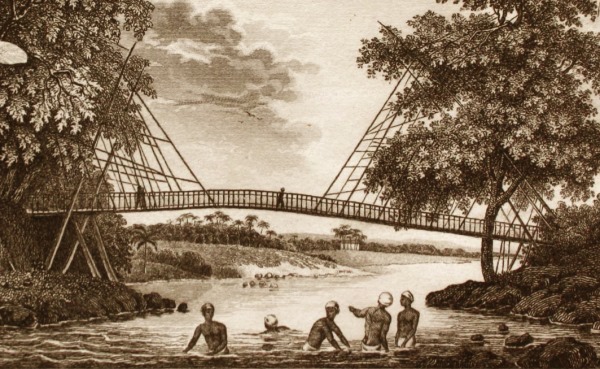 Hängebrücke aus Bambusrohr